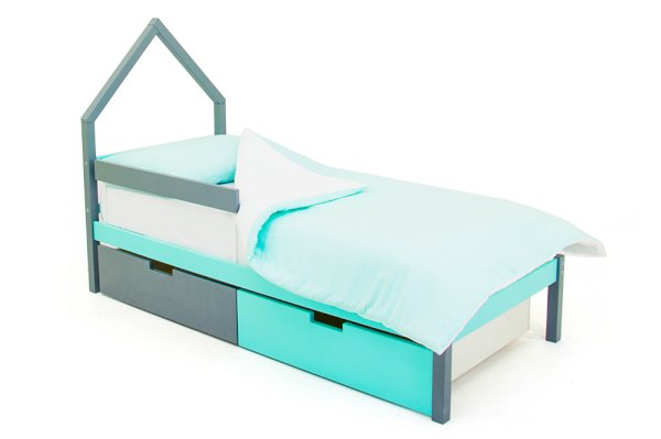 Детская кровать-домик мини Svogen цвет графит-мятный (Бельмарко)